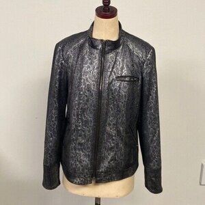 Focus Lifestyle Jacket Snake Print Black & Silver Fitted Size 12